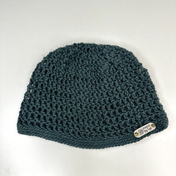 Created by Cyd Handmade Crochet Beanie Forest Green Mesh 